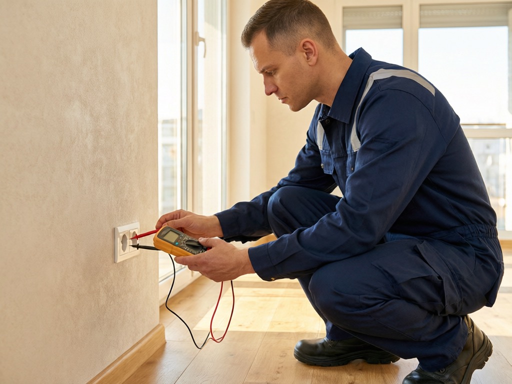 Pomiary elektryczne Gdańsk - elektryk wykonujący pomiar instalacji